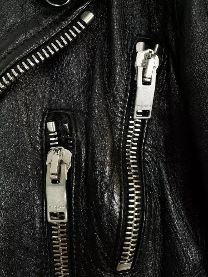 Yves Saint Laurent Saint Laurent Leather Jacket with Red Detail Size US XS / EU 42 / 0 - 5 Thumbnail