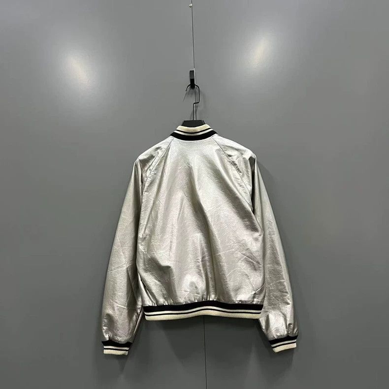 Yves Saint Laurent Saint Laurent Silver Bomber Jacket Size US XL / EU 56 / 4 - 2 Thumbnail