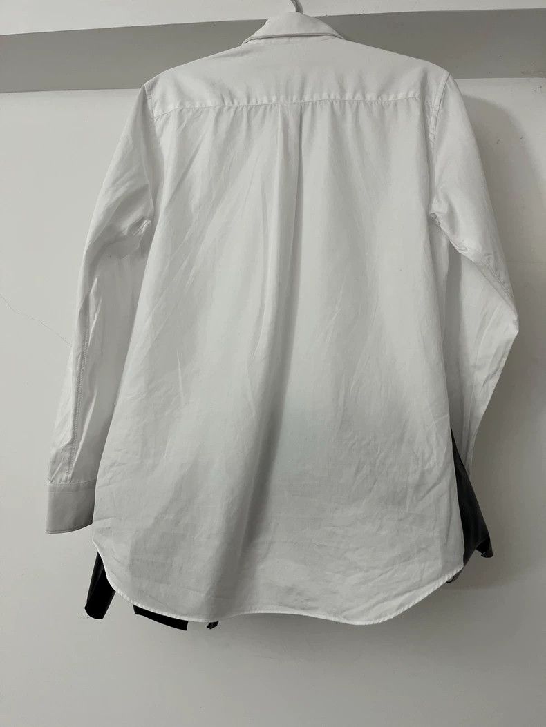 Comme des Garcons White Shirt with Black Leather Ruffle Hem-dmc Size US M / EU 48-50 / 2 - 2 Thumbnail