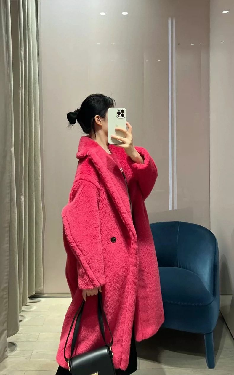 MaxMara Teddy Bear Coat in Fuchsia