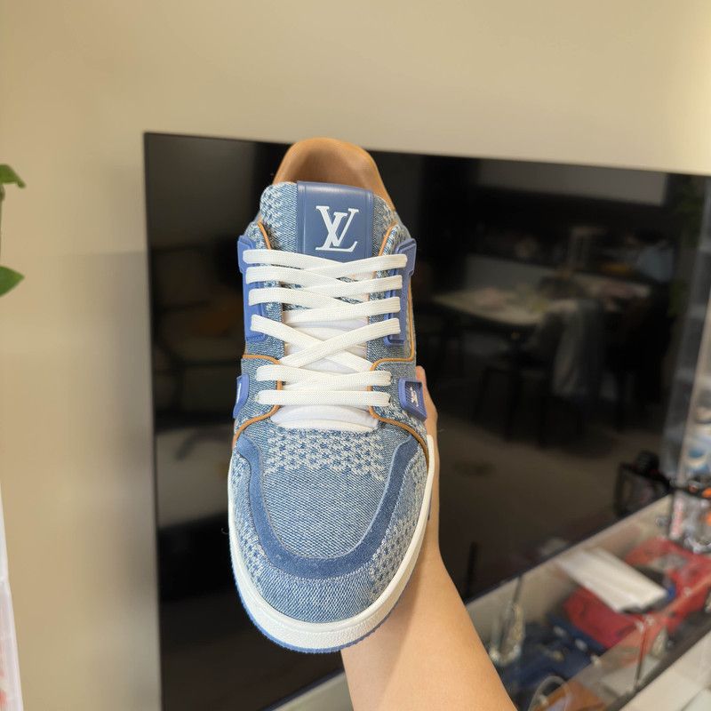 Louis Vuitton Louis Vuitton Blue Leather Trainer Low-Top Sneakers 0079 Size US 8 / EU 41 - 15 Thumbnail