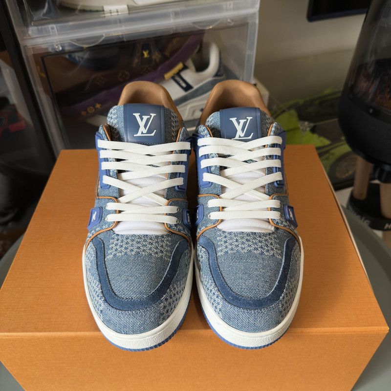 Louis Vuitton Louis Vuitton Blue Leather Trainer Low-Top Sneakers 0079 Size US 8 / EU 41 - 2 Thumbnail