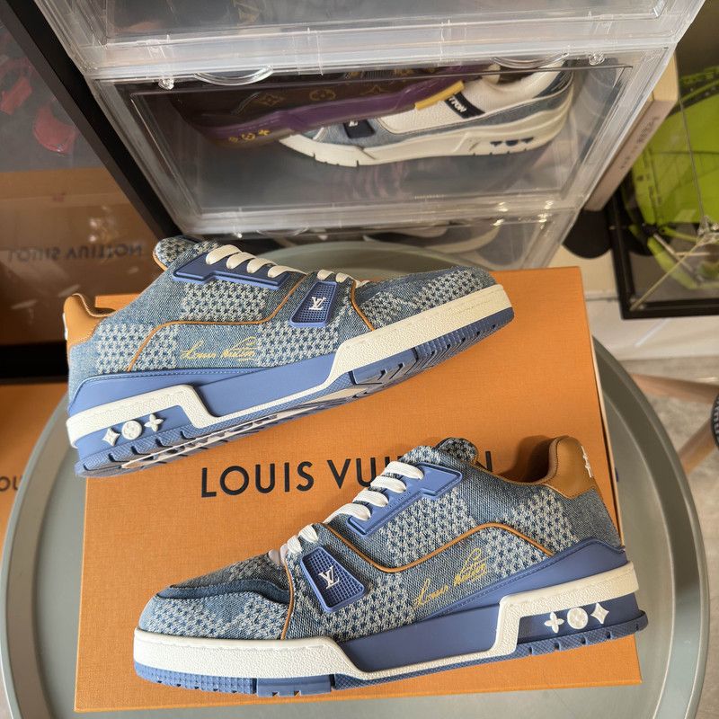 Louis Vuitton Louis Vuitton Blue Leather Trainer Low-Top Sneakers 0079 Size US 8 / EU 41 - 9 Thumbnail