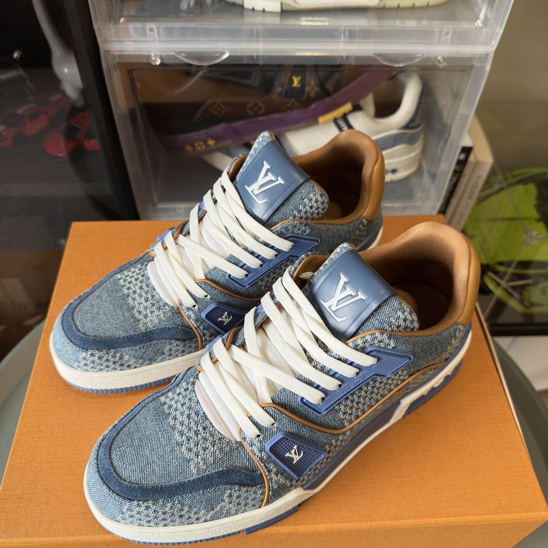 Louis Vuitton Louis Vuitton Blue Leather Trainer Low-Top Sneakers 0079 Size US 8 / EU 41 - 10 Thumbnail