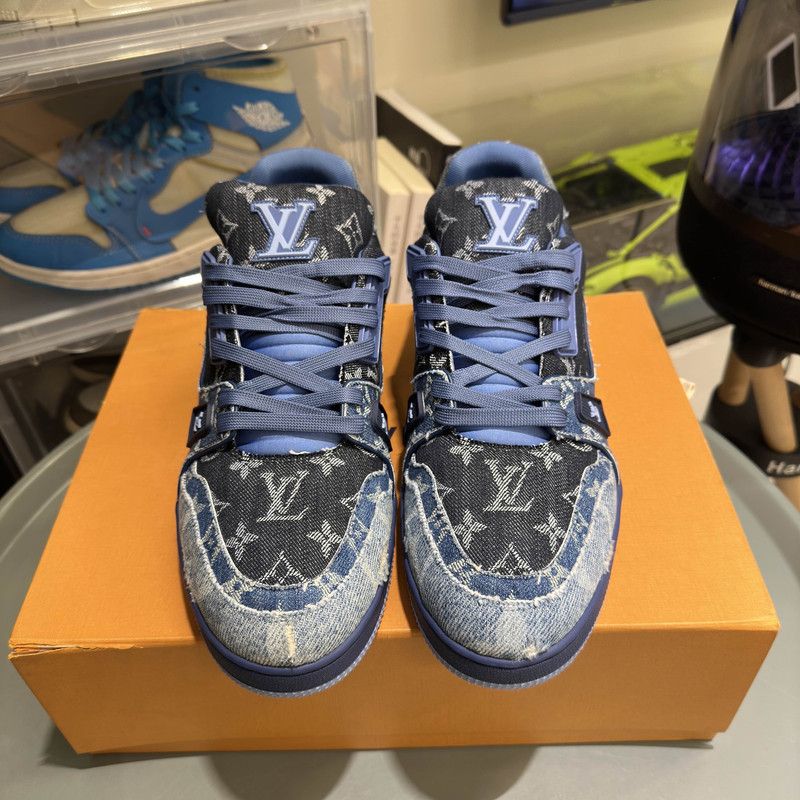 Louis Vuitton Louis Vuitton Blue Denim Low-Top Trainers 0079 Size US 10.5 / EU 43-44 - 2 Thumbnail