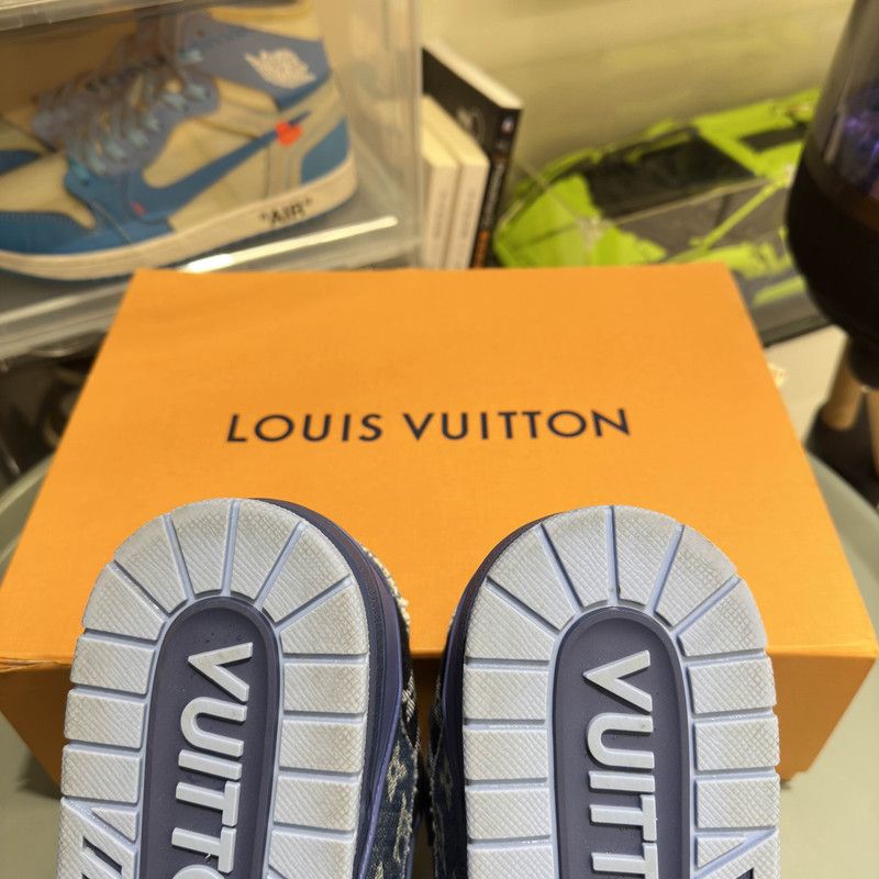 Louis Vuitton Louis Vuitton Blue Denim Low-Top Trainers 0079 Size US 10.5 / EU 43-44 - 7 Thumbnail