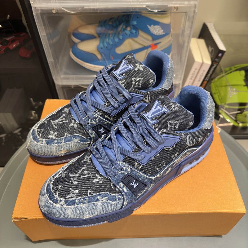 Louis Vuitton Louis Vuitton Blue Denim Low-Top Trainers 0079 Size US 10.5 / EU 43-44 - 9 Thumbnail