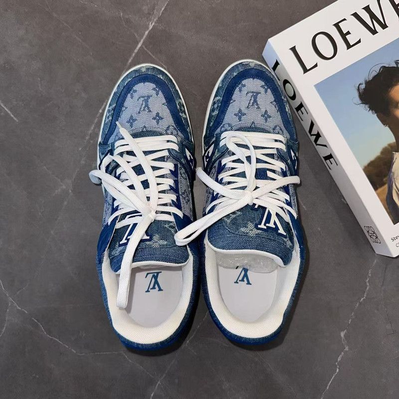 Louis Vuitton Louis Vuitton Blue Denim Low-Top Trainers 0079 Size US 8 / EU 41 - 8 Thumbnail