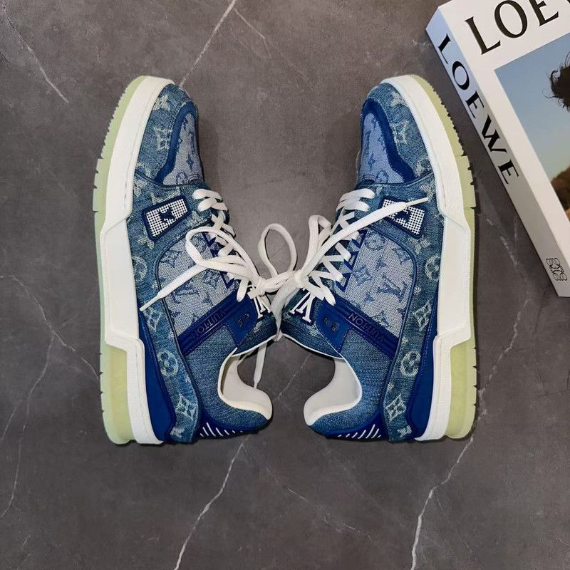 Louis Vuitton Louis Vuitton Blue Denim Low-Top Trainers 0079 Size US 8 / EU 41 - 7 Thumbnail