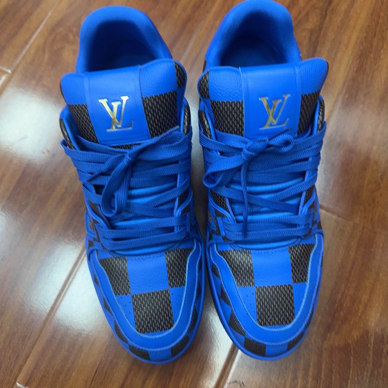 Louis Vuitton Louis Vuitton Blue Checkerboard Low-Top Sneakers 0079 Size US 9 / EU 42 - 2 Thumbnail