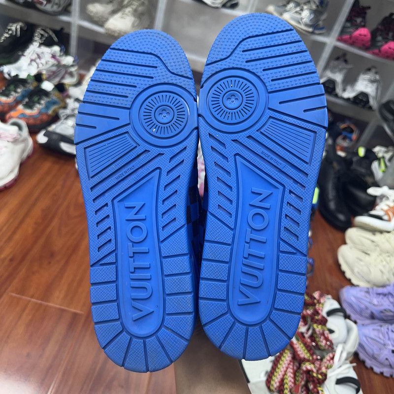 Louis Vuitton Louis Vuitton Blue Checkerboard Low-Top Sneakers 0079 Size US 9 / EU 42 - 4 Thumbnail