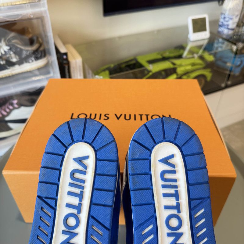 Louis Vuitton Louis Vuitton Blue Leather Low-Top Sneakers 0079 Size US 11 / EU 44 - 8 Thumbnail