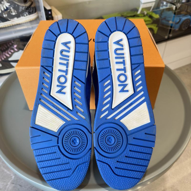 Louis Vuitton Louis Vuitton Blue Leather Low-Top Sneakers 0079 Size US 11 / EU 44 - 4 Thumbnail