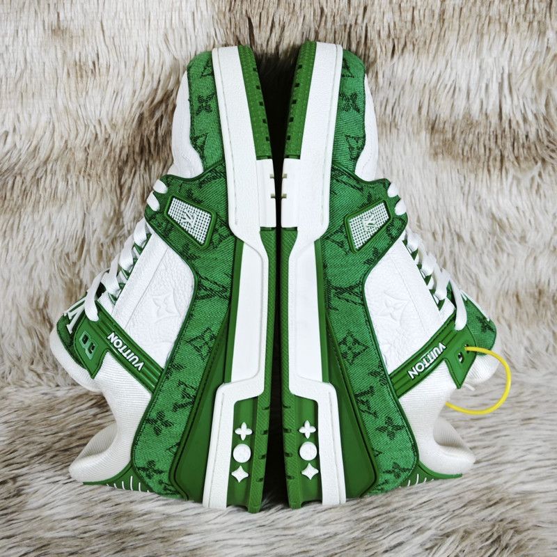 Louis Vuitton Louis Vuitton Green and White Trainer Sneakers 0079 Size US 9.5 / EU 42-43 - 8 Thumbnail