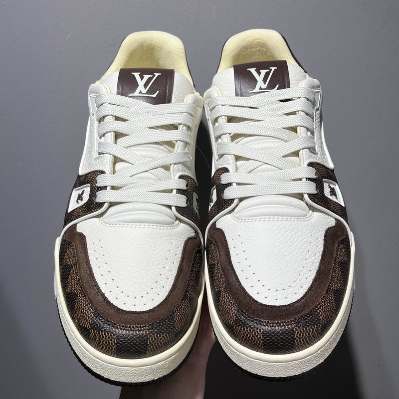 Louis Vuitton Louis Vuitton Trainer Low-Top Sneakers in White/Brown 0079 Size US 8.5 / EU 41-42 - 2 Thumbnail