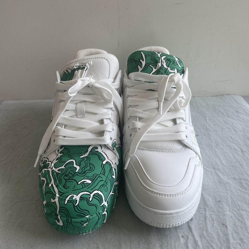 Louis Vuitton Louis Vuitton Green & White Trainer Sneakers 0079 Size US 8 / EU 41 - 2 Thumbnail