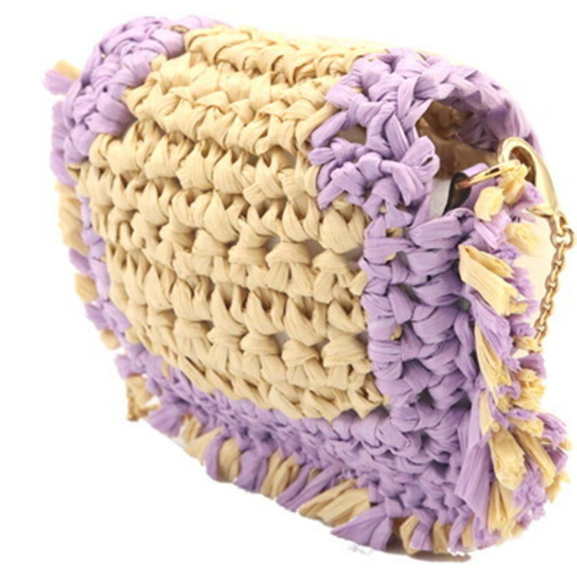 Fendi Fendi Pico Bucket Shoulder Pouch in Lavender, Natural Raffia, Leather, and Metal, Earphone Case, Women's FENDI Size ONE SIZE - 2 Thumbnail
