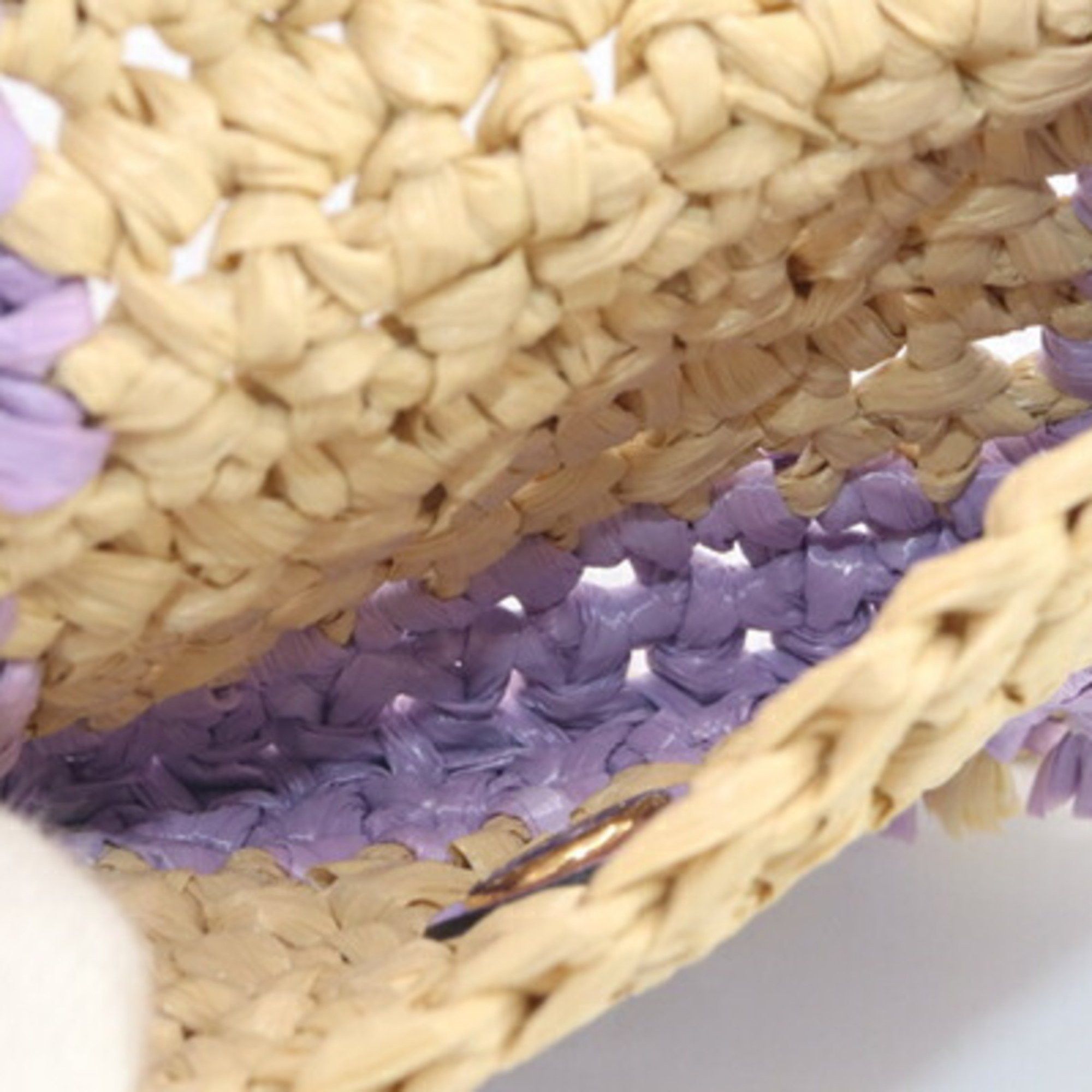 Fendi Fendi Pico Bucket Shoulder Pouch in Lavender, Natural Raffia, Leather, and Metal, Earphone Case, Women's FENDI Size ONE SIZE - 3 Thumbnail