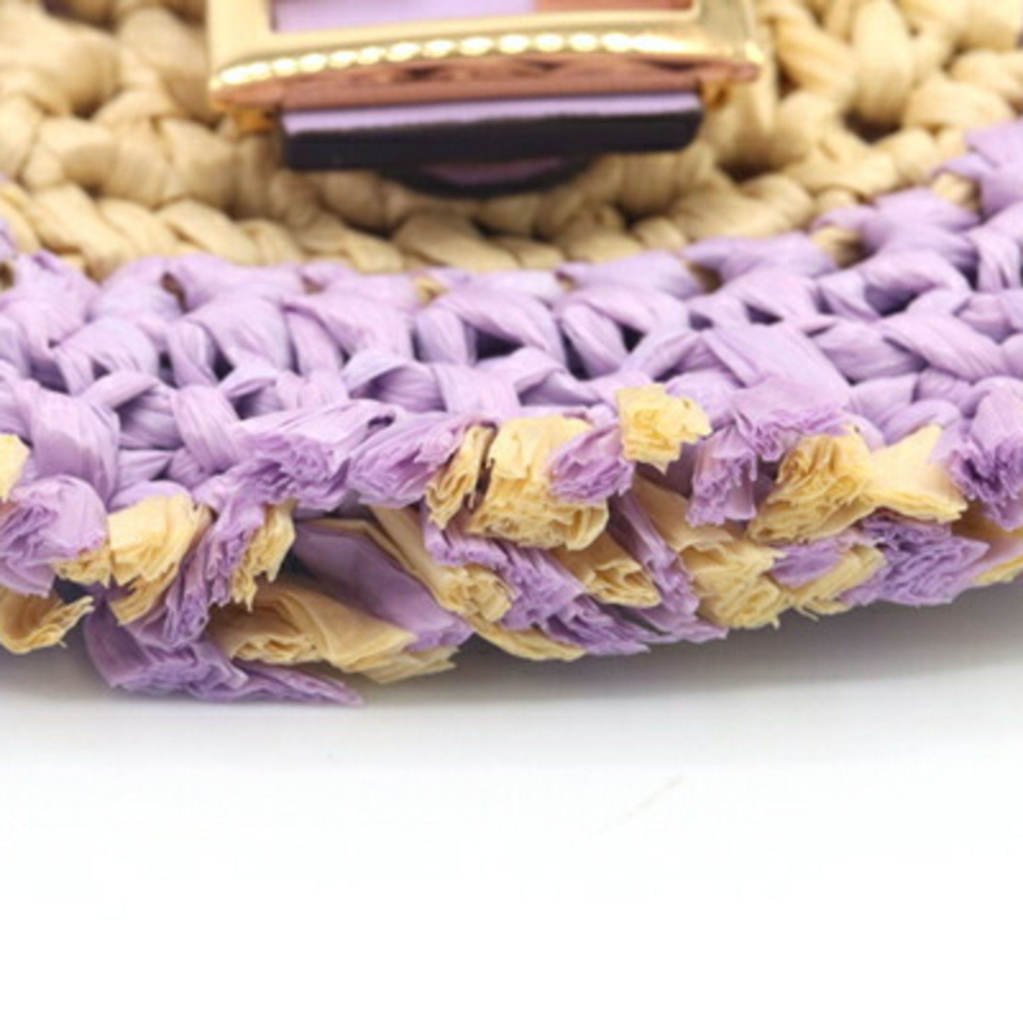 Fendi Fendi Pico Bucket Shoulder Pouch in Lavender, Natural Raffia, Leather, and Metal, Earphone Case, Women's FENDI Size ONE SIZE - 4 Thumbnail