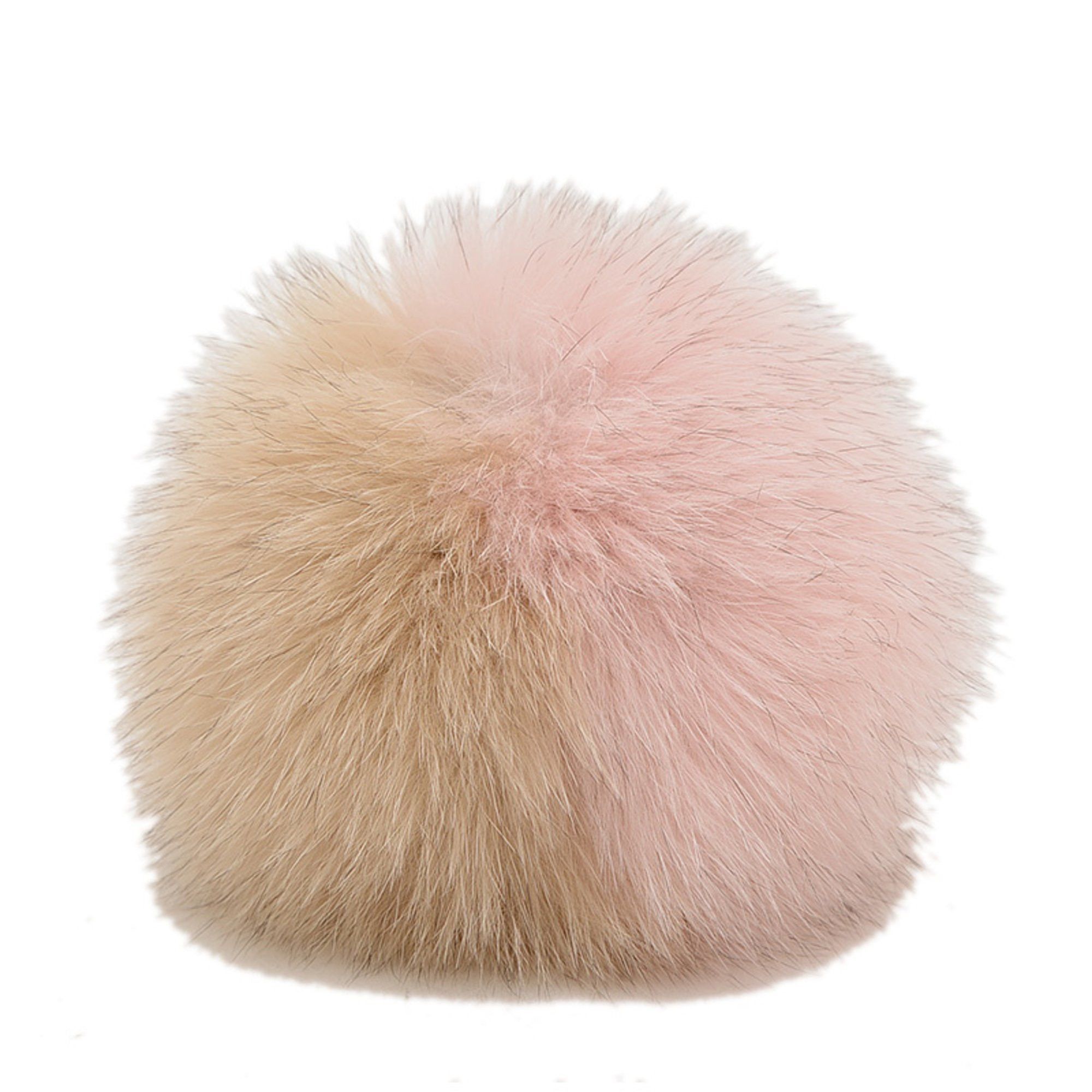Fendi Pom-Pom Charm in Beige, Pink and Gold with Fox Fur