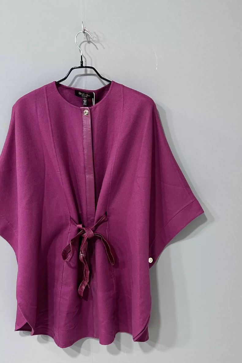 Loro Piana Loro Piana Purple Cashmere Cape Coat Size US M / EU 48-50 / 2 - 2 Thumbnail