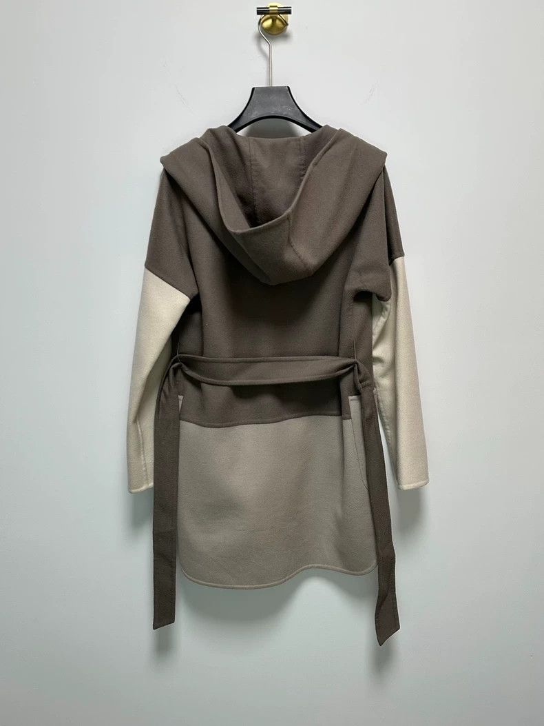Max Mara MaxMara Wool Hooded Coat Brown Beige Size US S / EU 44-46 / 1 - 3 Thumbnail