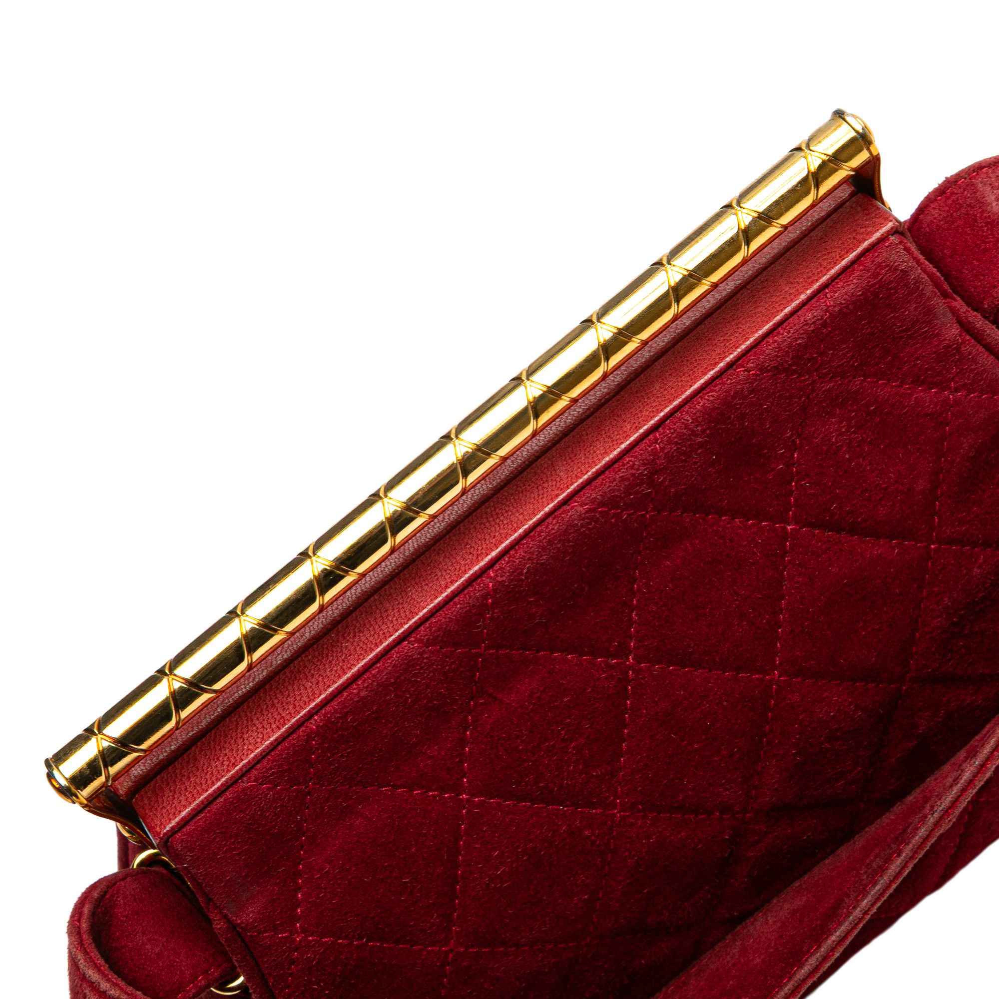 Chanel Chanel Quilted Suede Metal Frame Handbag Size ONE SIZE - 8 Thumbnail