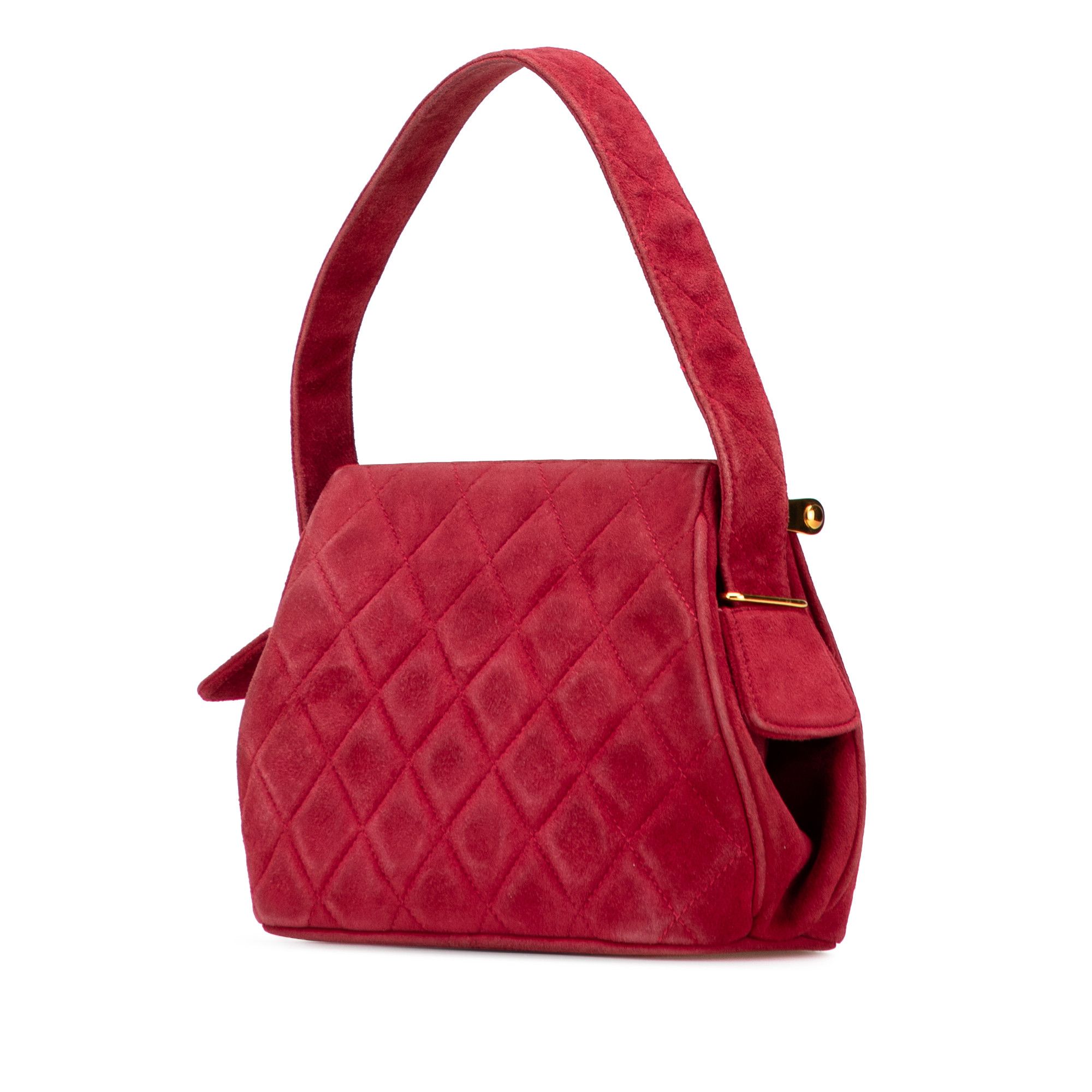Chanel Chanel Quilted Suede Metal Frame Handbag Size ONE SIZE - 2 Thumbnail