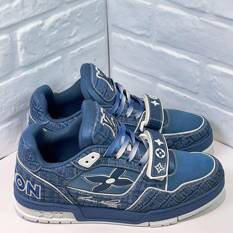 Louis Vuitton Louis Vuitton Trainer Denim Blue Low-Top Sneakers 0079 Size US 8 / EU 41 - 6 Thumbnail