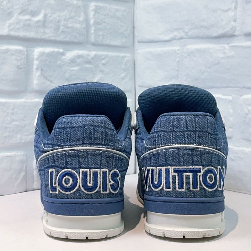 Louis Vuitton Louis Vuitton Trainer Denim Blue Low-Top Sneakers 0079 Size US 8 / EU 41 - 3 Thumbnail