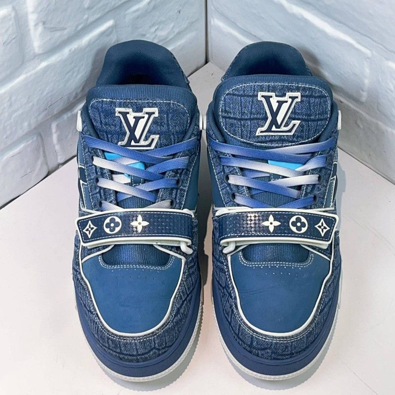 Louis Vuitton Louis Vuitton Trainer Denim Blue Low-Top Sneakers 0079 Size US 8 / EU 41 - 2 Thumbnail