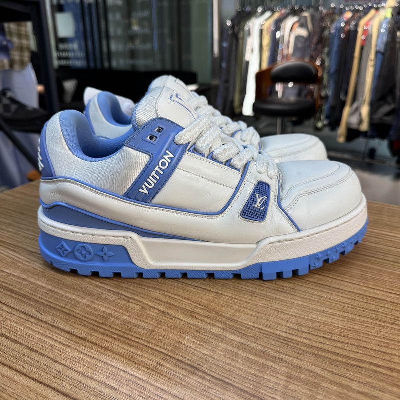 Louis Vuitton Louis Vuitton Trainer Maxi Low-Top Sneakers in White Blue 0079 Size US 8.5 / EU 41-42 - 8 Thumbnail