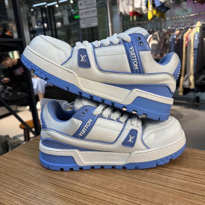 Louis Vuitton Louis Vuitton Trainer Maxi Low-Top Sneakers in White Blue 0079 Size US 8.5 / EU 41-42 - 9 Thumbnail