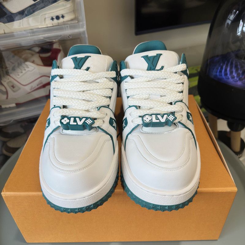 Louis Vuitton Louis Vuitton Trainer Maxi Sneakers with Teal Accents 0079 Size US 11 / EU 44 - 2 Thumbnail