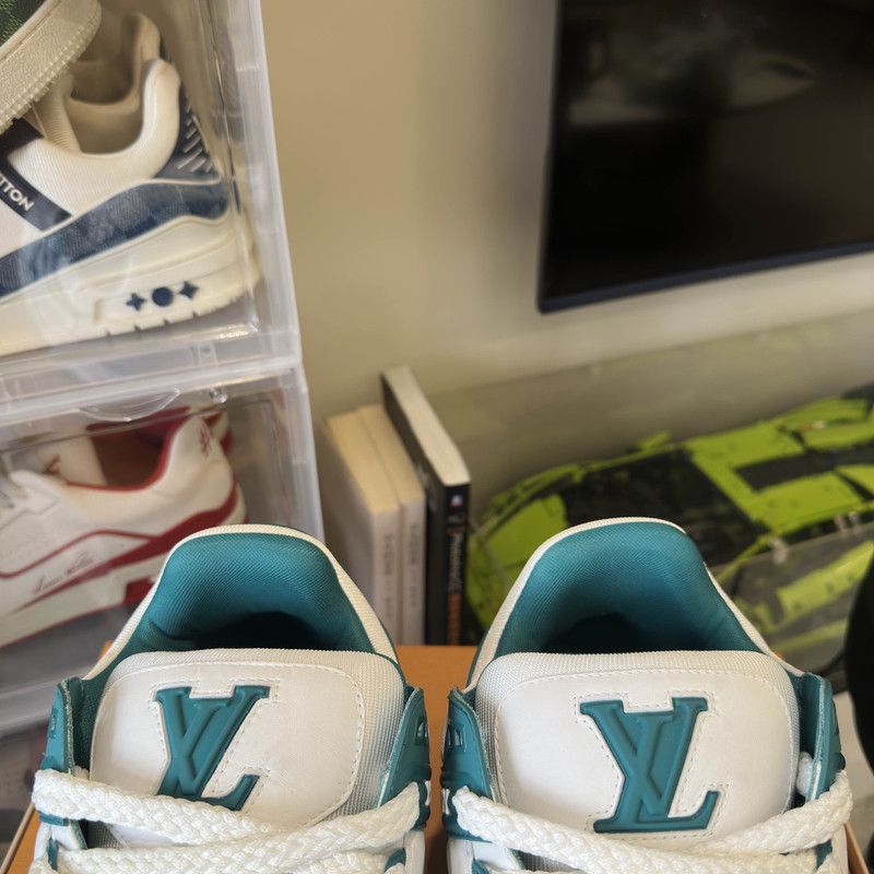 Louis Vuitton Louis Vuitton Trainer Maxi Sneakers with Teal Accents 0079 Size US 11 / EU 44 - 11 Thumbnail