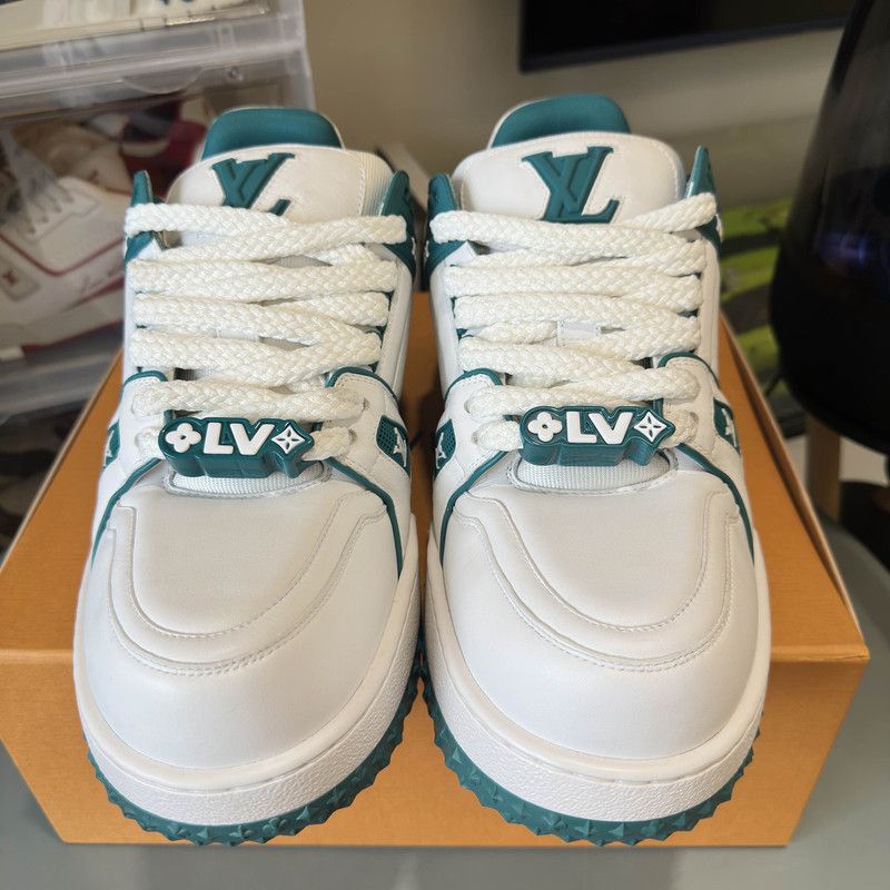 Louis Vuitton Louis Vuitton Trainer Maxi Sneakers with Teal Accents 0079 Size US 11 / EU 44 - 10 Thumbnail