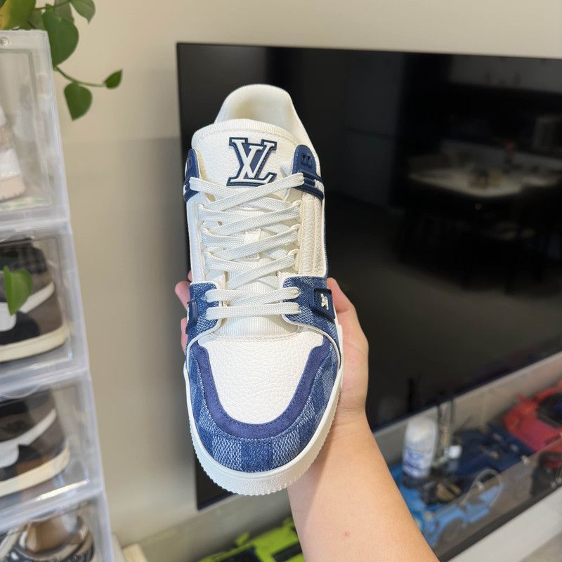 Louis Vuitton Louis Vuitton Trainer Low-top Sneakers in White and Blue 0079 Size US 8.5 / EU 41-42 - 15 Thumbnail