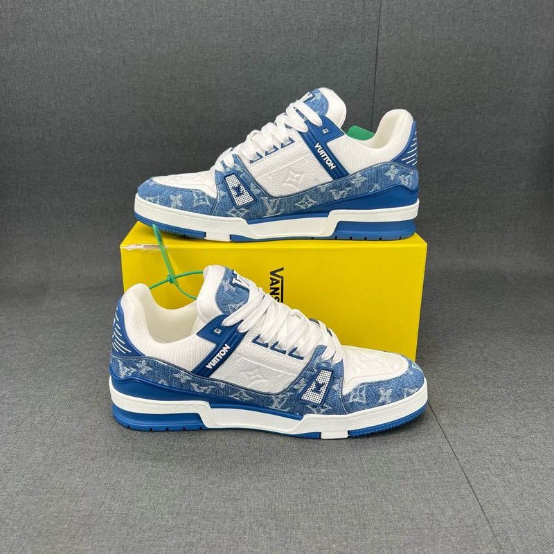 Louis Vuitton Louis Vuitton Denim Blue White Low-Top Sneakers 0079 Size US 10.5 / EU 43-44 - 7 Thumbnail