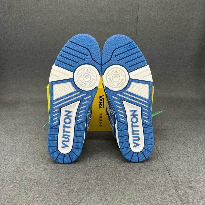 Louis Vuitton Louis Vuitton Denim Blue White Low-Top Sneakers 0079 Size US 10.5 / EU 43-44 - 4 Thumbnail