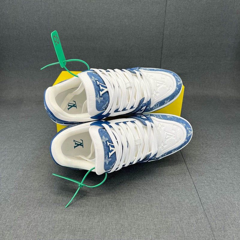 Louis Vuitton Louis Vuitton Denim Blue White Low-Top Sneakers 0079 Size US 10.5 / EU 43-44 - 9 Thumbnail