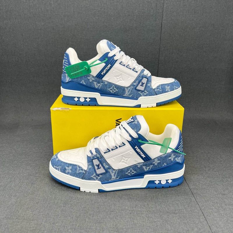Louis Vuitton Louis Vuitton Denim Blue White Low-Top Sneakers 0079 Size US 10.5 / EU 43-44 - 8 Thumbnail