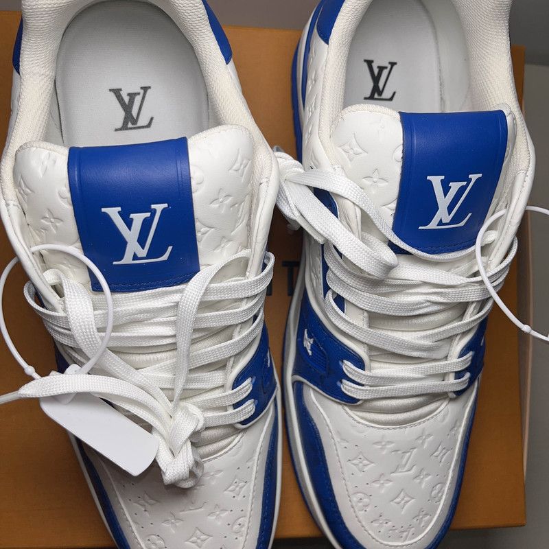 Louis Vuitton Louis Vuitton Blue and White Trainer Sneakers 0079 Size US 8.5 / EU 41-42 - 8 Thumbnail