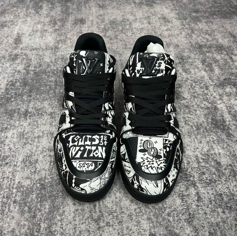 Louis Vuitton Louis Vuitton Trainer Low Top Sneakers in Black and White 0079 Size US 8.5 / EU 41-42 - 2 Thumbnail