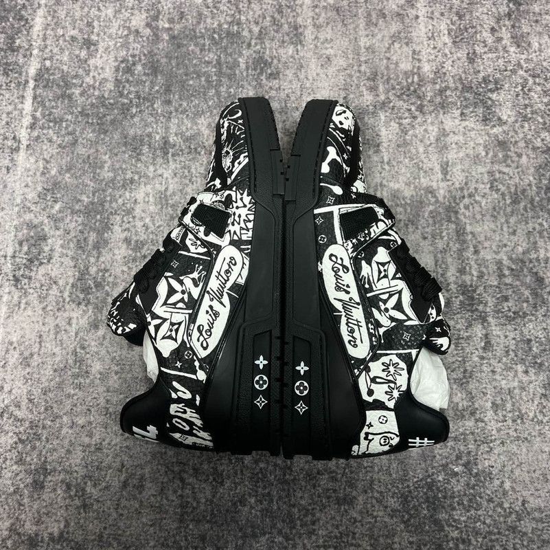 Louis Vuitton Louis Vuitton Trainer Low Top Sneakers in Black and White 0079 Size US 8.5 / EU 41-42 - 8 Thumbnail