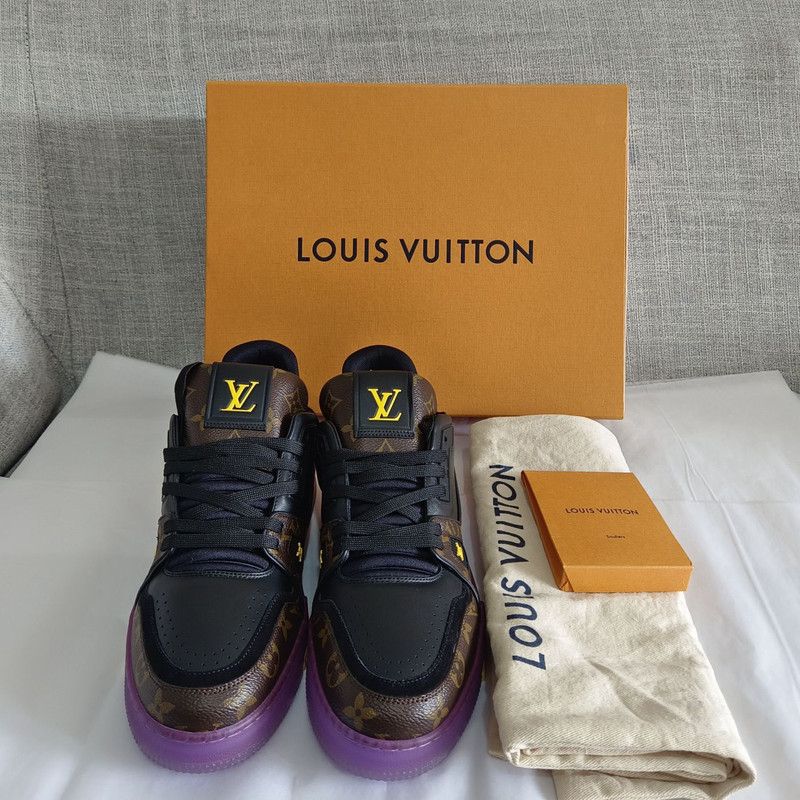 Louis Vuitton Louis Vuitton Trainer Sneakers in Purple and Gold 0079 Size US 9.5 / EU 42-43 - 8 Thumbnail