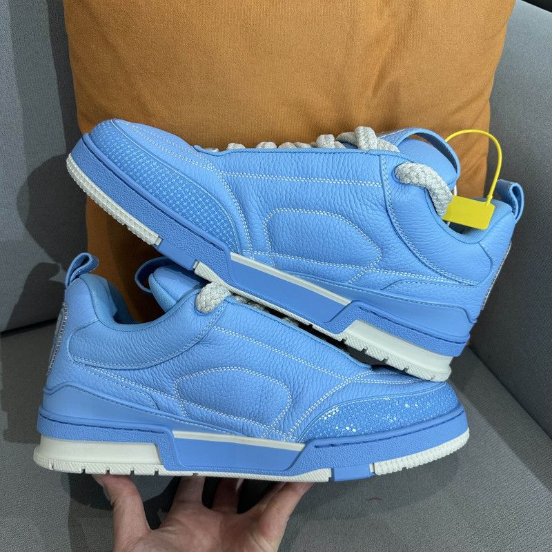 Louis Vuitton Louis Vuitton Blue Leather Low-Top Skate Sneakers 0079 Size US 9.5 / EU 42-43 - 8 Thumbnail