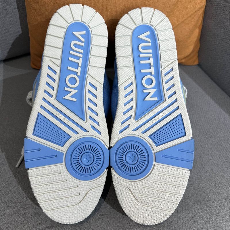 Louis Vuitton Louis Vuitton Blue Leather Low-Top Skate Sneakers 0079 Size US 9.5 / EU 42-43 - 4 Thumbnail