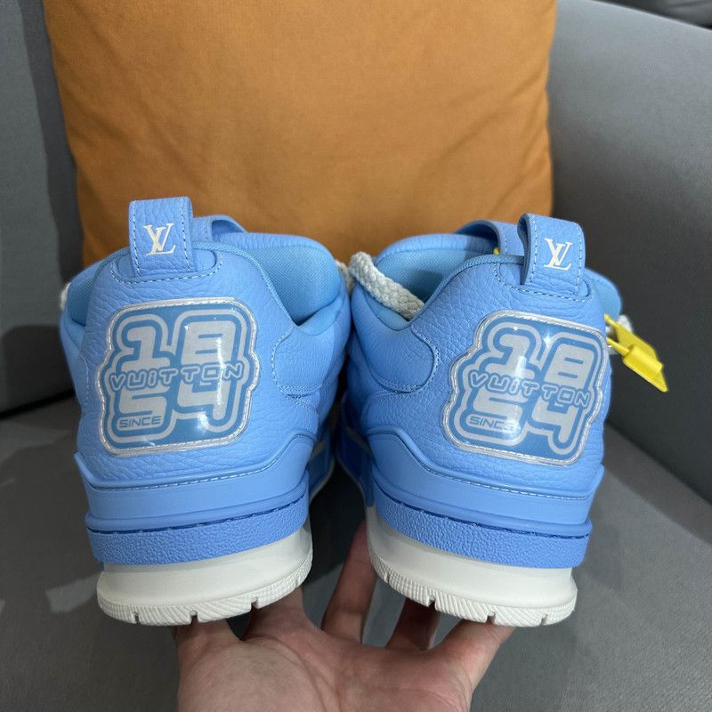Louis Vuitton Louis Vuitton Blue Leather Low-Top Skate Sneakers 0079 Size US 9.5 / EU 42-43 - 3 Thumbnail