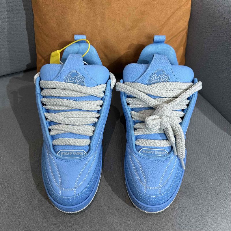 Louis Vuitton Louis Vuitton Blue Leather Low-Top Skate Sneakers 0079 Size US 9.5 / EU 42-43 - 2 Thumbnail