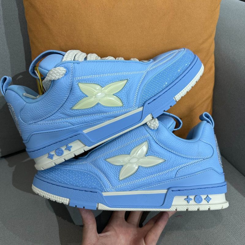 Louis Vuitton Louis Vuitton Blue Leather Low-Top Skate Sneakers 0079 Size US 9.5 / EU 42-43 - 7 Thumbnail